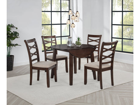 Barton Dark Brown 5-piece Round Wood Dining Table Set by Coaster at Eve Furniture