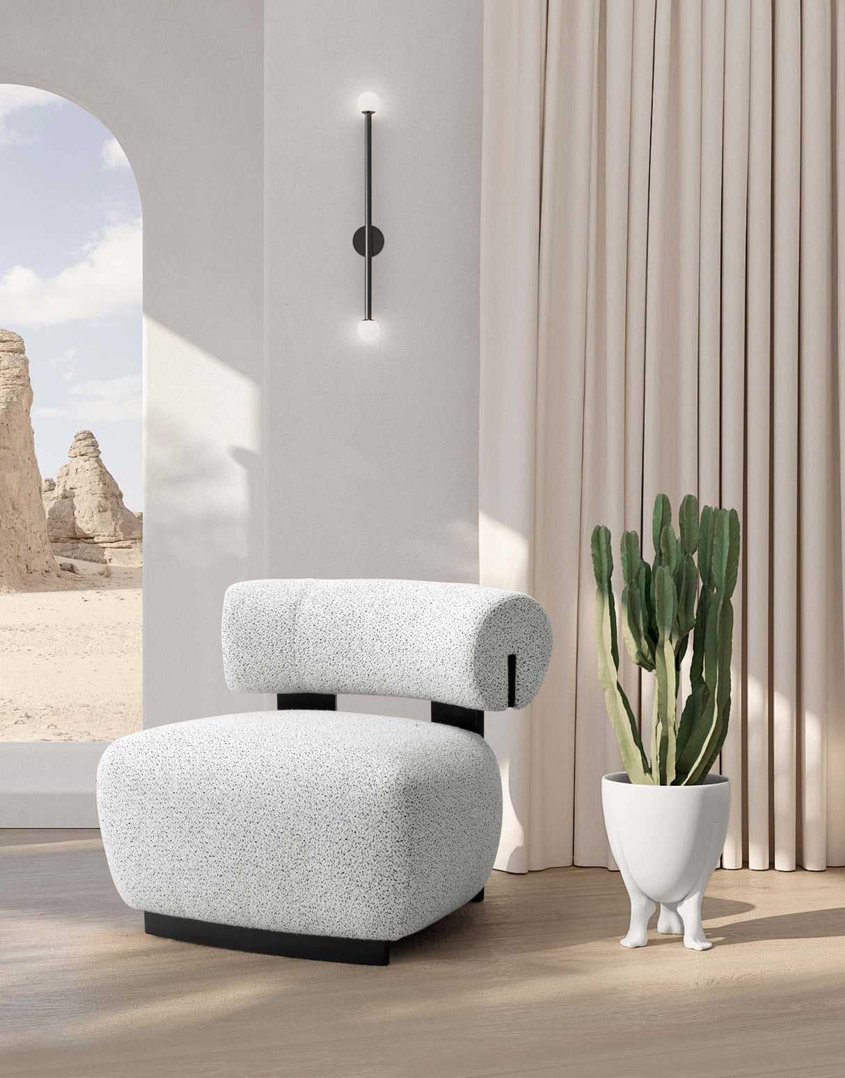 Bartow Accent Chair in Ivory and Black by Manhattan Comfort at Eve Furniture