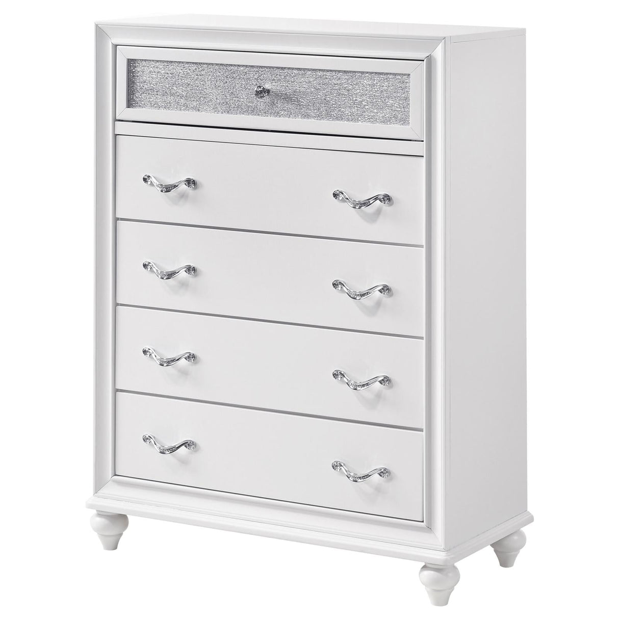 Barzini White 5-Drawer Chest