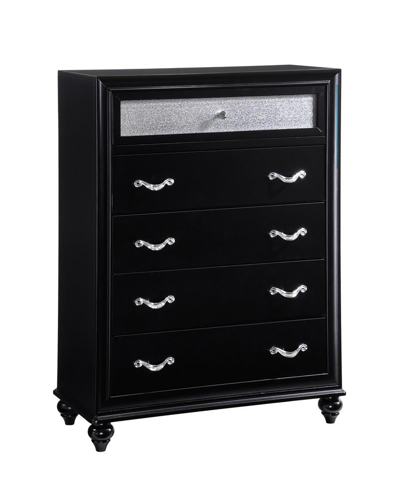 Barzini Black 5-Drawer Rectangular Chest