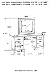 Barzini 7-Drawer Vanity Desk with Lighted Mirror White