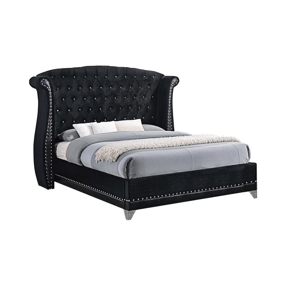 Barzini Black Eastern King Tufted Upholstered Bed by Coaster at Eve Furniture
