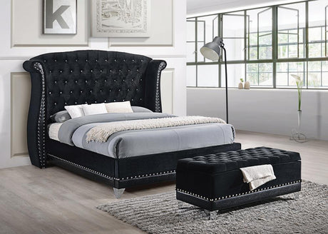 Barzini Black Eastern King Tufted Upholstered Bed by Coaster at Eve Furniture