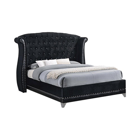 Barzini Black Queen Tufted Upholstered Bed by Coaster at Eve Furniture