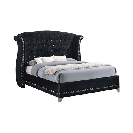 Barzini Black Queen Tufted Upholstered Bed by Coaster at Eve Furniture