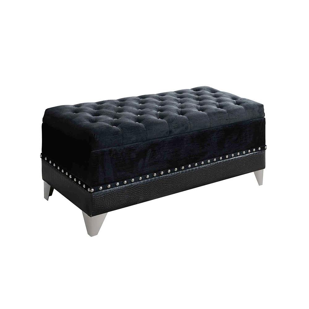 Barzini Black Tufted Rectangular Trunk with Nailhead by Coaster at Eve Furniture