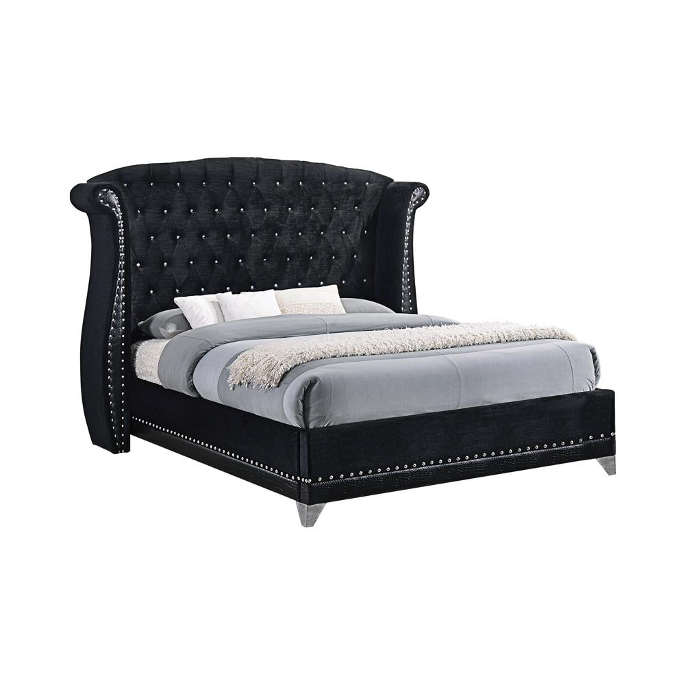 Barzini California King Tufted Upholstered Bed Black