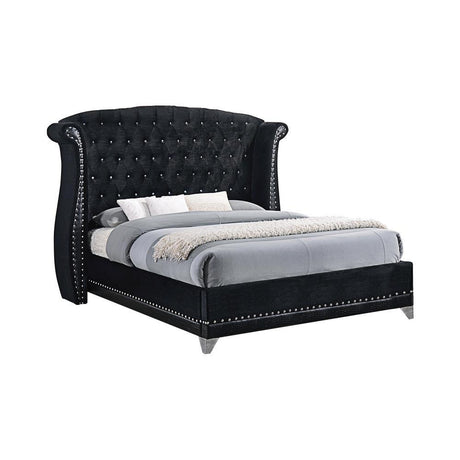 Barzini California King Tufted Upholstered Bed Black by Coaster at Eve Furniture