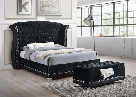 Barzini California King Tufted Upholstered Bed Black by Coaster at Eve Furniture