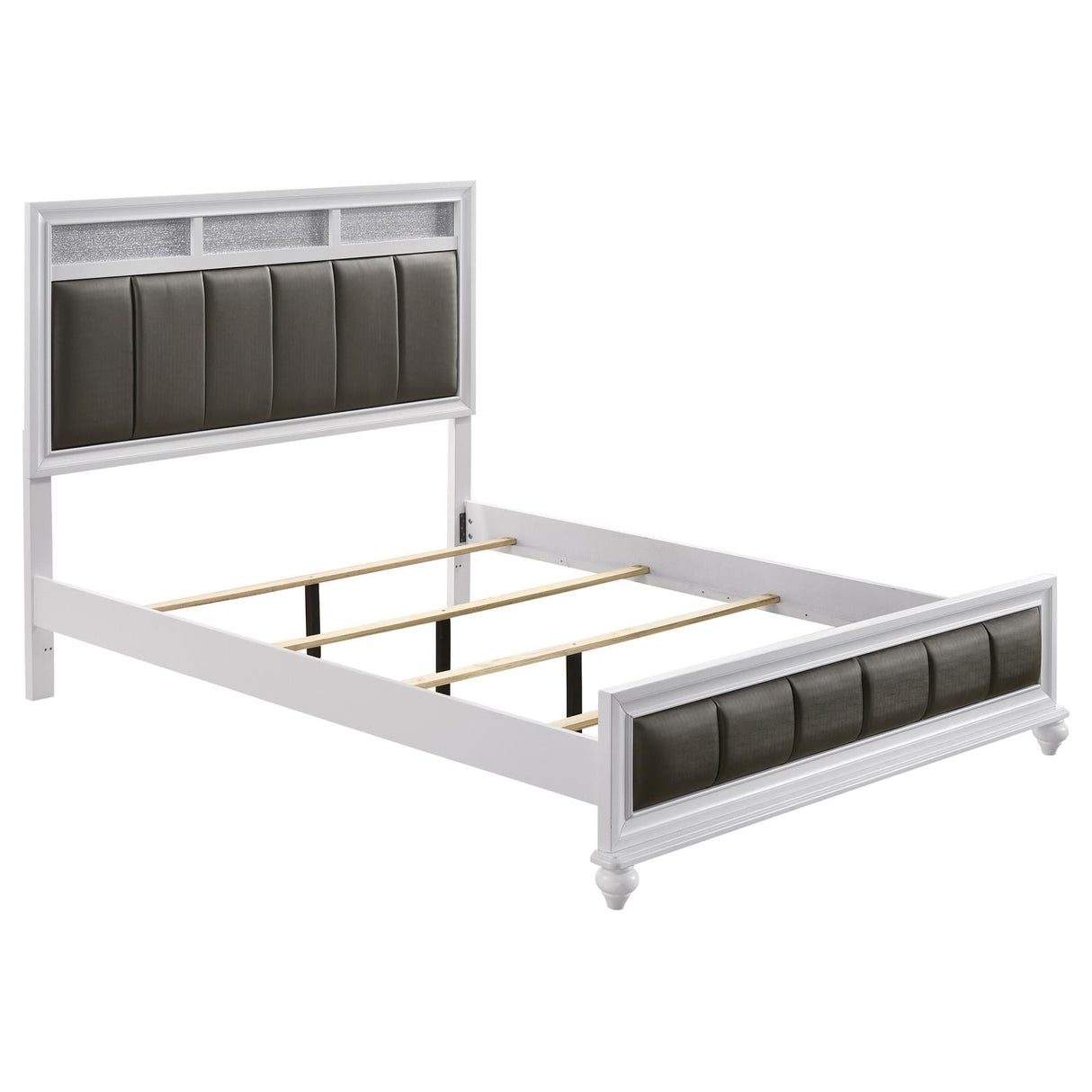 Barzini California King Upholstered Panel Bed White