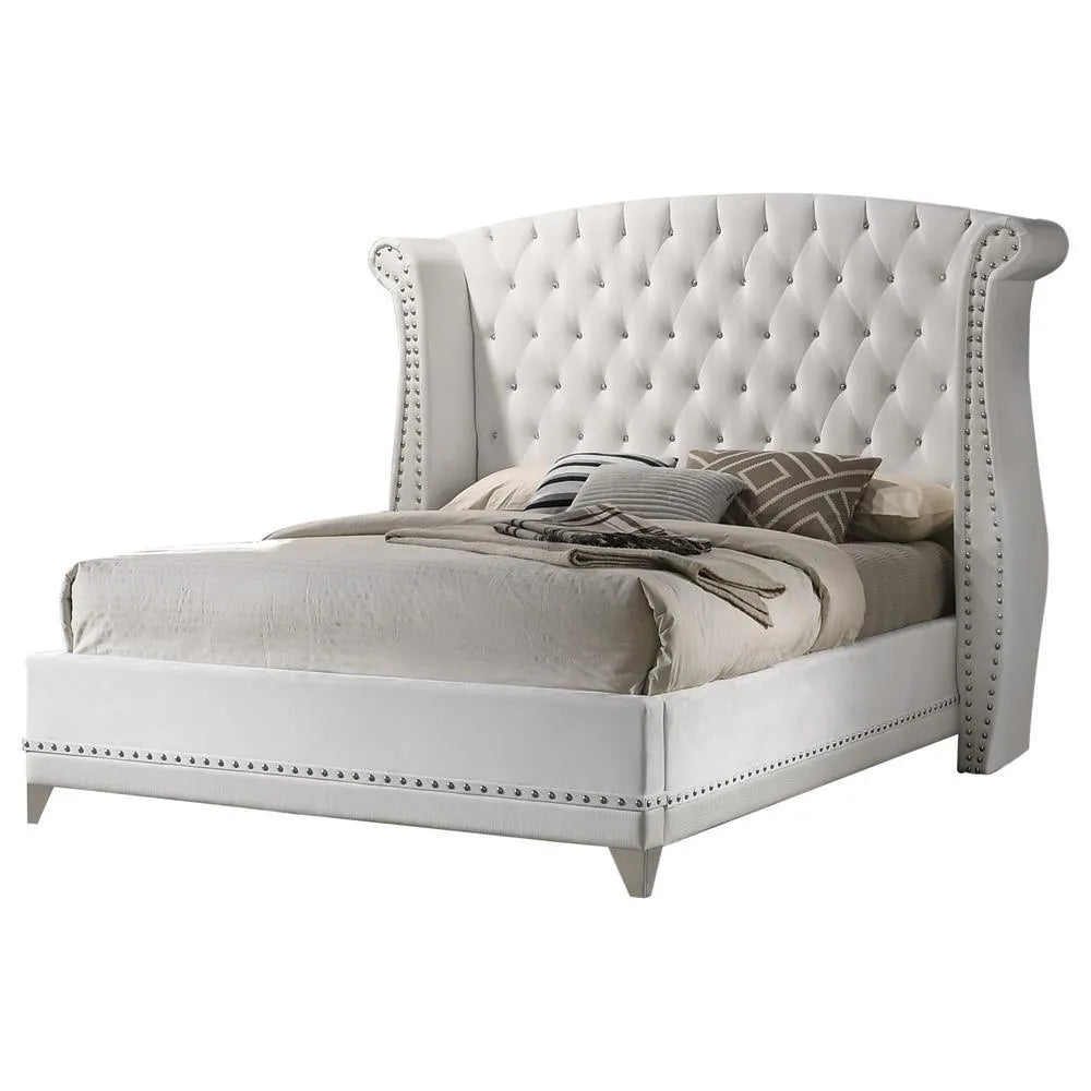 Barzini California King Wingback Tufted Bed White by Coaster at Eve Furniture