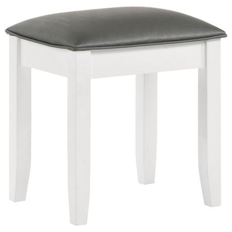 Barzini Metallic and White Upholstered Vanity Stool by Coaster at Eve Furniture