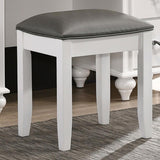 Barzini Metallic and White Upholstered Vanity Stool by Coaster at Eve Furniture