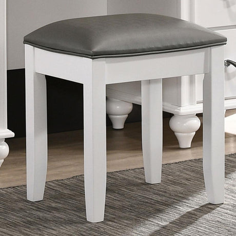 Barzini Metallic and White Upholstered Vanity Stool by Coaster at Eve Furniture