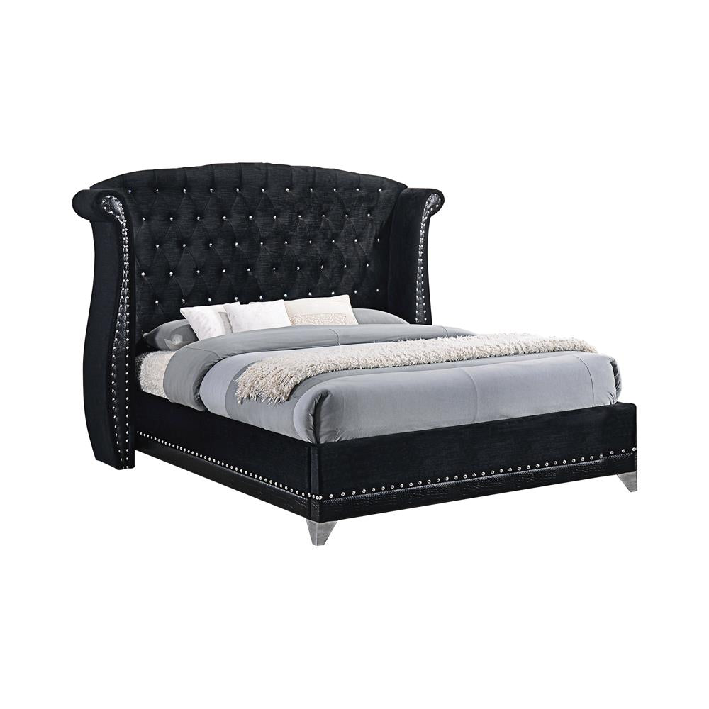 Barzini Queen Tufted Upholstered Bed Black