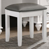 Barzini Metallic/White Upholstered Vanity Stool