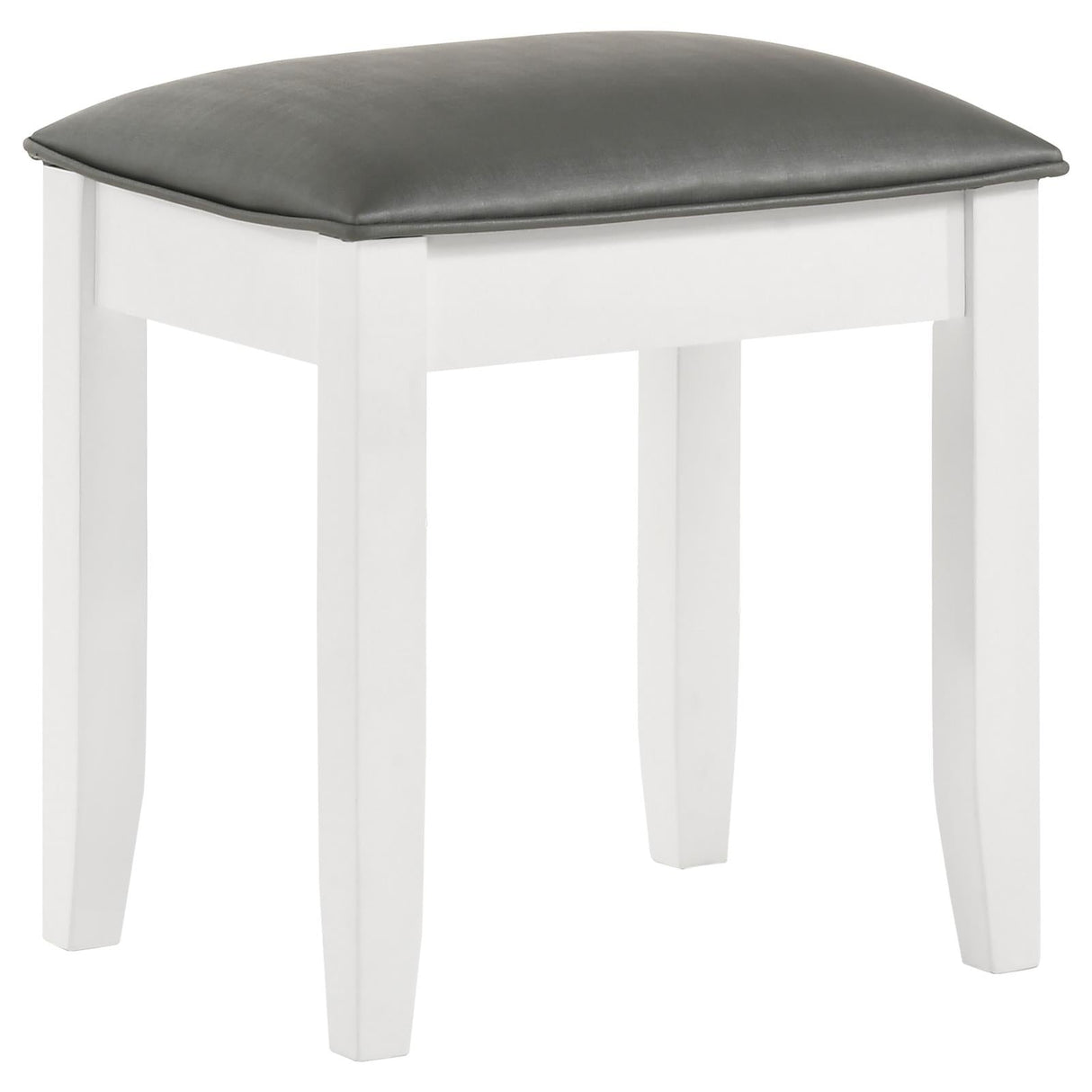 Barzini Metallic/White Upholstered Vanity Stool