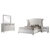 Barzini White 4-Piece Queen Upholstered Tufted Bedroom Set by Coaster at Eve Furniture