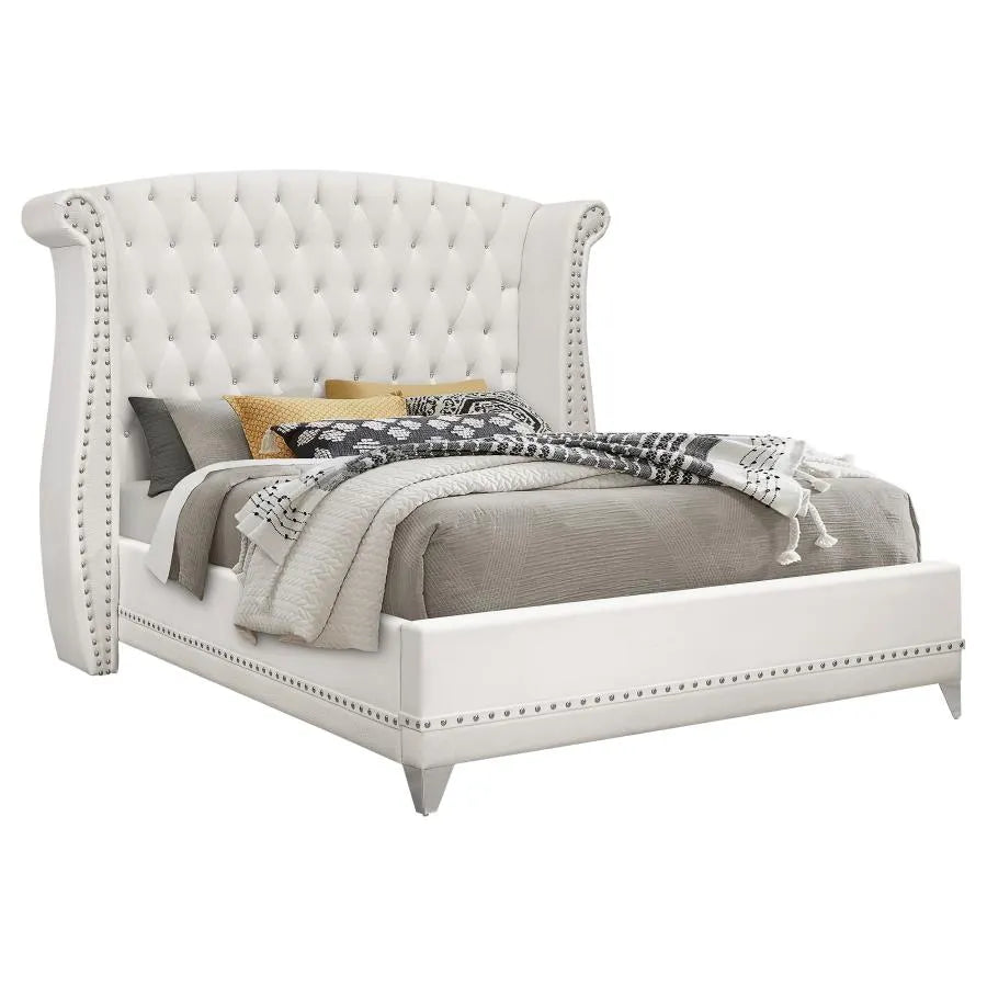 Barzini White 4-Piece Queen Upholstered Tufted Bedroom Set by Coaster at Eve Furniture