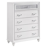 Barzini White 5-Drawer Chest by Coaster at Eve Furniture