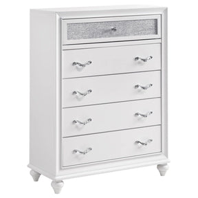 Barzini White 5-Drawer Chest by Coaster at Eve Furniture