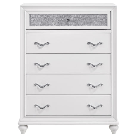 Barzini White 5-Drawer Chest by Coaster at Eve Furniture