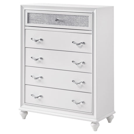 Barzini White 5-Drawer Chest by Coaster at Eve Furniture