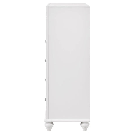 Barzini White 5-Drawer Chest by Coaster at Eve Furniture