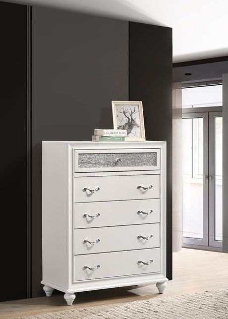Barzini White 5-Drawer Chest by Coaster at Eve Furniture