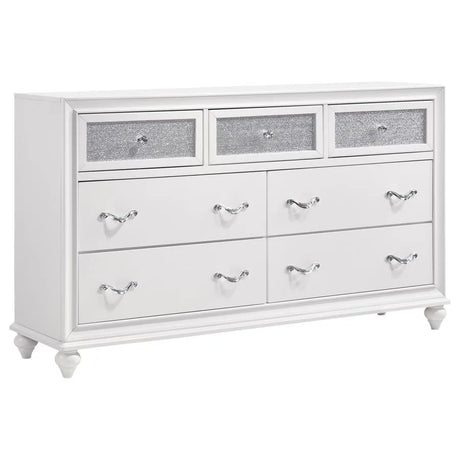 Barzini White 5-Piece Eastern King Upholstered Tufted Bedroom Set by Coaster at Eve Furniture