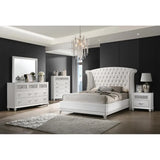 Barzini White 5-Piece Eastern King Upholstered Tufted Bedroom Set by Coaster at Eve Furniture