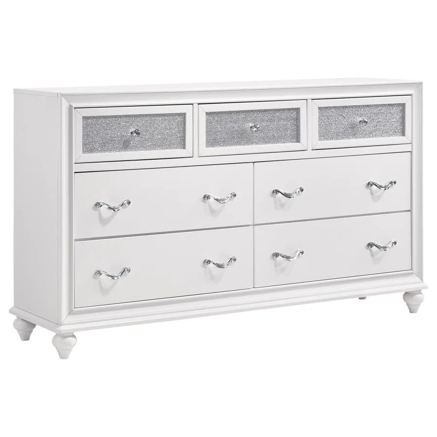 Barzini White 5-Piece Queen Upholstered Tufted Bedroom Set by Coaster at Eve Furniture