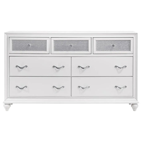 Barzini White 5-Piece Queen Upholstered Tufted Bedroom Set by Coaster at Eve Furniture