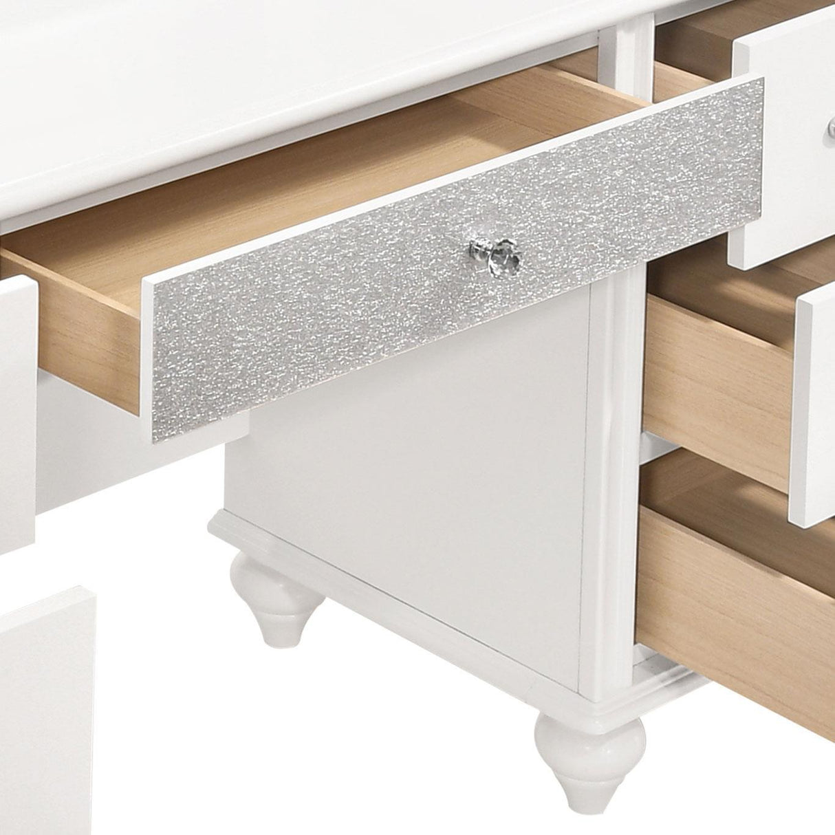 Barzini White 7-Drawer Vanity Desk with Lighted Mirror by Coaster at Eve Furniture