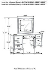Barzini White 7-Drawer Vanity Desk with Lighted Mirror by Coaster at Eve Furniture