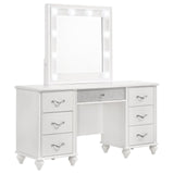 Barzini White 7-Drawer Vanity Desk with Lighted Mirror by Coaster at Eve Furniture