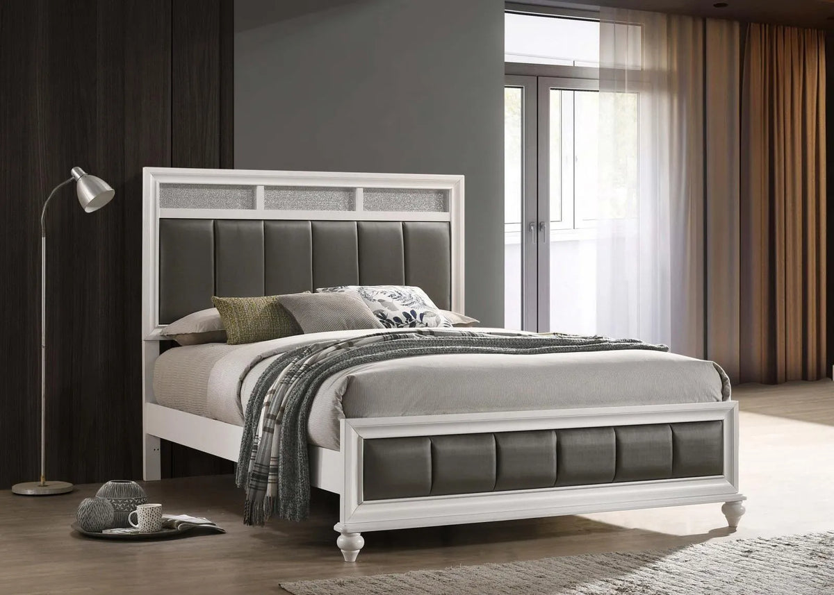 Barzini White Eastern King Upholstered Panel Bed by Coaster at Eve Furniture