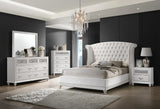 Barzini White Tufted Upholstered Wingback Eastern King Bed by Coaster at Eve Furniture