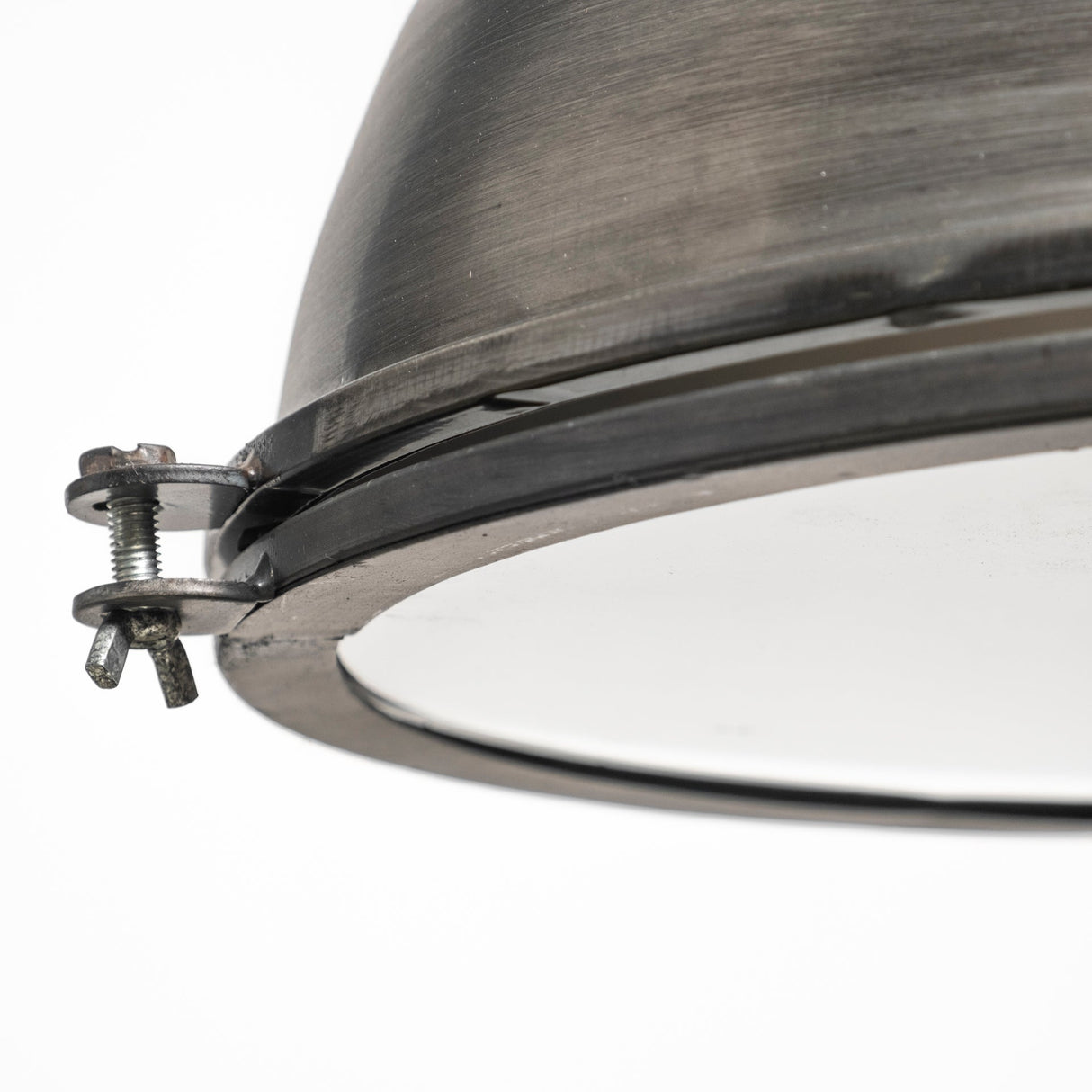 Bashaw I Gray Toned Metal Dome Pendant Light by Mercana at Eve Furniture