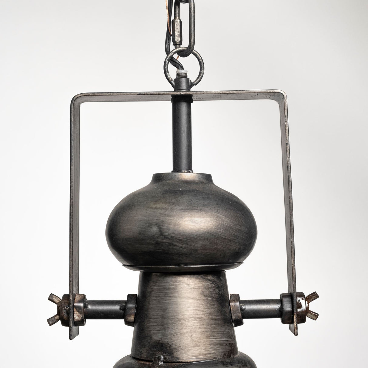Bashaw I Gray Toned Metal Dome Pendant Light by Mercana at Eve Furniture