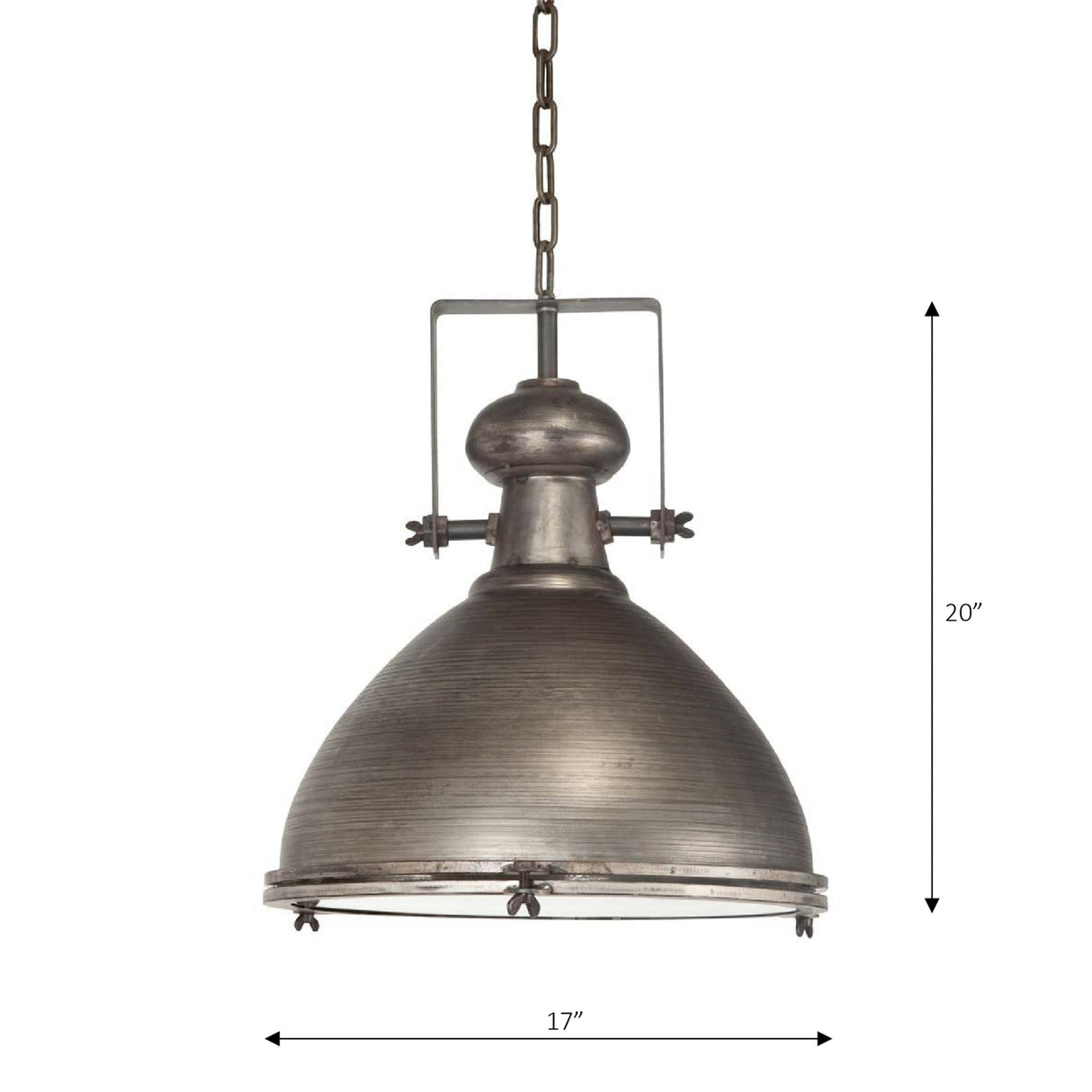 Bashaw I Gray Toned Metal Dome Pendant Light by Mercana at Eve Furniture