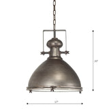 Bashaw I Gray Toned Metal Dome Pendant Light by Mercana at Eve Furniture