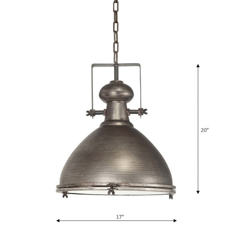 Bashaw I Gray Toned Metal Dome Pendant Light by Mercana at Eve Furniture