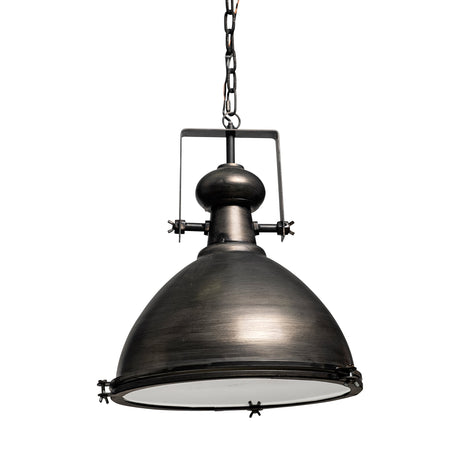 Bashaw I Gray Toned Metal Dome Pendant Light by Mercana at Eve Furniture