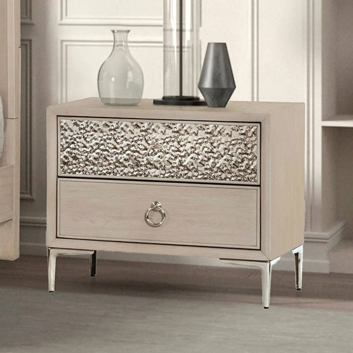 Bashford Natural Oak 5-Piece Queen Bedroom Set by Furniture of America at Eve Furniture