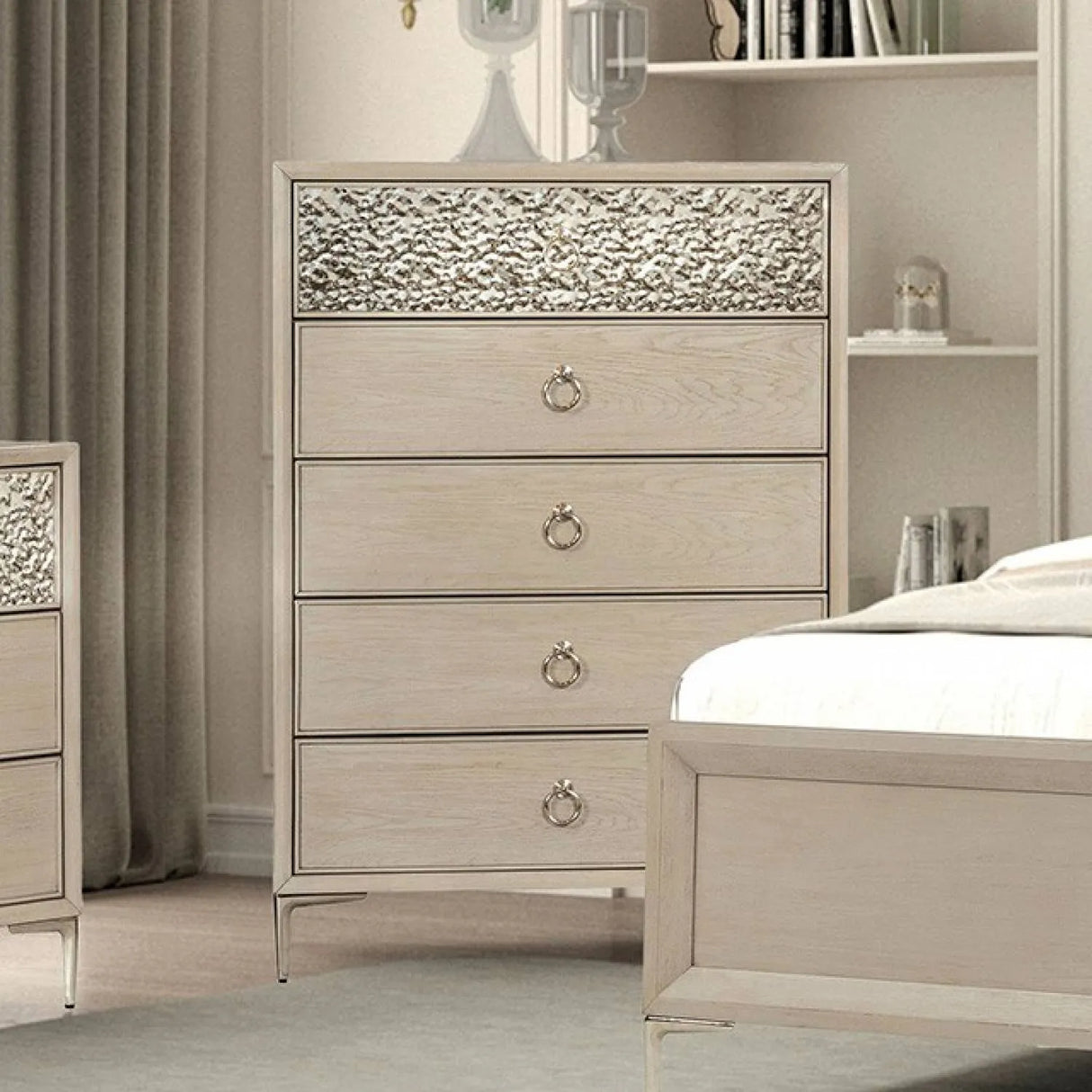 Bashford Natural Oak 5-Piece Queen Bedroom Set by Furniture of America at Eve Furniture