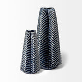 Bashir I Small Dark Navy Gloss Ceramic Vase by Mercana at Eve Furniture
