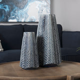 Bashir I Small Dark Navy Gloss Ceramic Vase by Mercana at Eve Furniture
