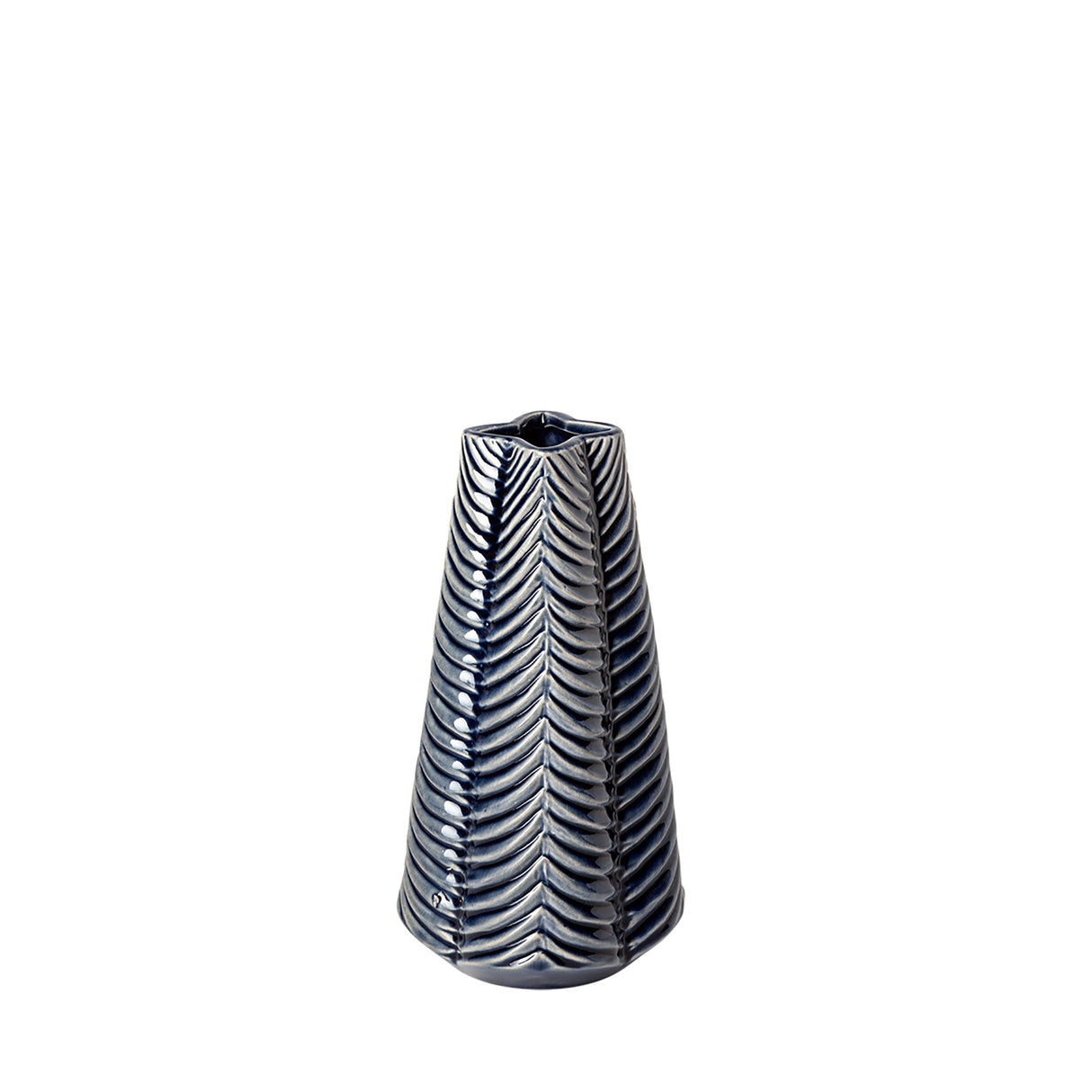 Bashir I Small Dark Navy Gloss Ceramic Vase by Mercana at Eve Furniture