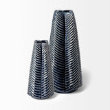 Bashir II Large Dark Navy Gloss Ceramic Vase by Mercana at Eve Furniture